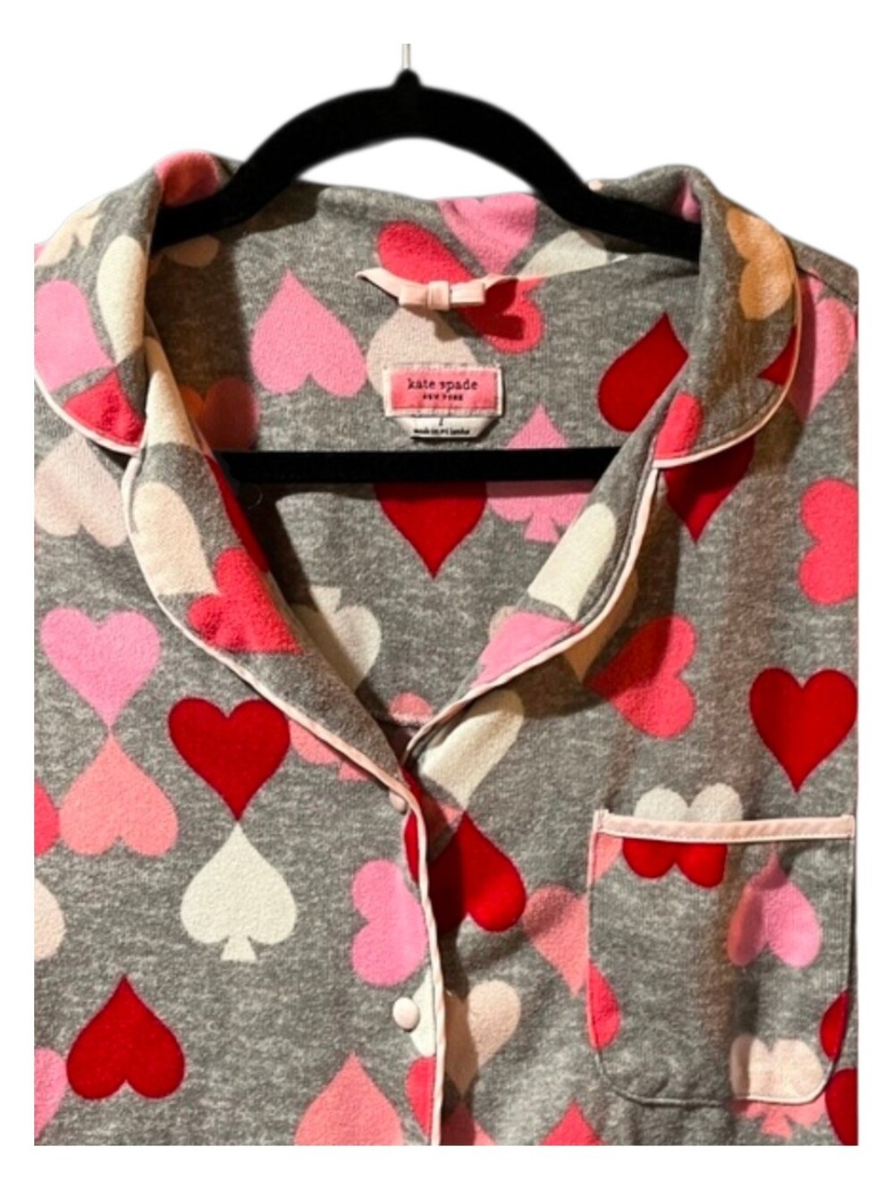 Kate Spade New York Heart & Spade 2pc Pajama Set Grey And Pink Size Large - Picture 5 of 16